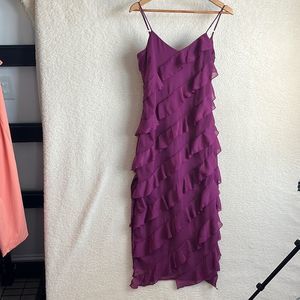 Lulus Dress Womens Small Purple Tiered Ruffle Midi